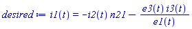 i1(t) = -i2(t)*n21-e3(t)*i3(t)/e1(t)