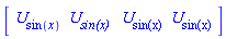 Vector[row](4, {(1) = U[sin(x)], (2) = `#msub(mi("U"),mi("sin(x) "))`, (3) = `#msub(mi("U"),mn("sin(x)"));`, (4) = `#msub(mi("U"),mn("sin(x)"));`})