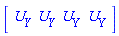 Vector[row](4, {(1) = U[Y], (2) = `#msub(mi("U"),mi("Y"))`, (3) = U__Y, (4) = U__Y})