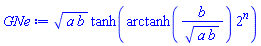 (a*b)^(1/2)*tanh(arctanh(b/(a*b)^(1/2))*2^n)