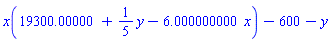 x(19300.00000+(1/5)*y-6.000000000*x)-600-y