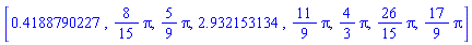 [.4188790227, (8/15)*Pi, (5/9)*Pi, 2.932153134, (11/9)*Pi, (4/3)*Pi, (26/15)*Pi, (17/9)*Pi]
