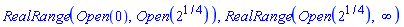 RealRange(Open(0), Open(2^(1/4))), RealRange(Open(2^(1/4)), infinity)