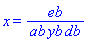 x = eb/(ab*yb*db)