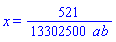 x = (521/13302500)/ab
