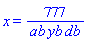 x = 777/(ab*yb*db)