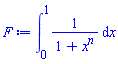 int(1/(1+x^n), x = 0 .. 1)