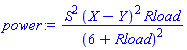 S^2*(X-Y)^2*Rload/(6+Rload)^2