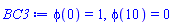phi(0) = 1, phi(10) = 0