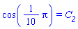 cos((1/10)*Pi) = C__2