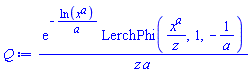 exp(-ln(x^a)/a)*LerchPhi(x^a/z, 1, -1/a)/(z*a)