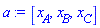 [x__A, x__B, x__C]
