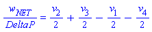 w[NET]/DeltaP = (1/2)*v[2]+(1/2)*v[3]-(1/2)*v[1]-(1/2)*v[4]