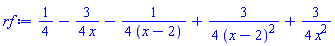 1/4-(3/4)/x-(1/4)/(x-2)+(3/4)/(x-2)^2+(3/4)/x^2