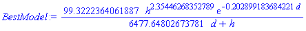 HFloat(99.32223640618867)*h^HFloat(2.3544626835278906)*exp(-HFloat(0.2028991836842215)*d)/(HFloat(6477.6480267378065)*d+h)