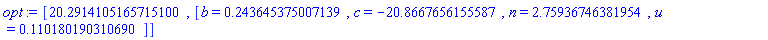 [20.2914105165715100, [b = HFloat(0.24364537500713906), c = HFloat(-20.866765615558734), n = HFloat(2.7593674638195393), u = HFloat(0.11018019031068993)]]