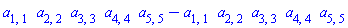 a[1, 1]*a[2, 2]*a[3, 3]*a[4, 4]*a[5, 5]-a[1, 1]*a[2, 2]*a[3, 3]*a[4, 4]*a[5, 5]