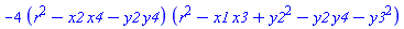 -4*(r^2-x2*x4-y2*y4)*(r^2-x1*x3+y2^2-y2*y4-y3^2)
