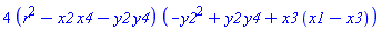 4*(r^2-x2*x4-y2*y4)*(-y2^2+y2*y4+x3*(x1-x3))
