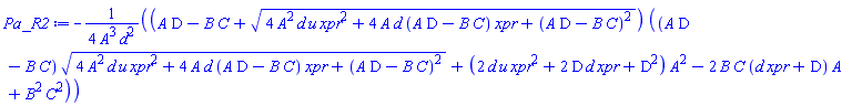-(1/4)*(A*D-B*C+(4*A^2*d*u*xpr^2+4*A*d*(A*D-B*C)*xpr+(A*D-B*C)^2)^(1/2))*((A*D-B*C)*(4*A^2*d*u*xpr^2+4*A*d*(A*D-B*C)*xpr+(A*D-B*C)^2)^(1/2)+(2*d*u*xpr^2+2*D*d*xpr+D^2)*A^2-2*B*C*(d*xpr+D)*A+B^2*C^2)/(A^3*d^2)
