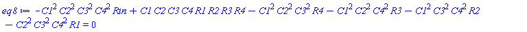 -C1^2*C2^2*C3^2*C4^2*Rin+C1*C2*C3*C4*R1*R2*R3*R4-C1^2*C2^2*C3^2*R4-C1^2*C2^2*C4^2*R3-C1^2*C3^2*C4^2*R2-C2^2*C3^2*C4^2*R1 = 0