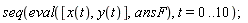 seq(eval([x(t), y(t)], ansF), t = 0 .. 10);