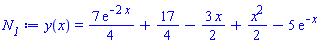 y(x) = (7/4)*exp(-2*x)+17/4-(3/2)*x+(1/2)*x^2-5*exp(-x)
