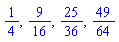 1/4, 9/16, 25/36, 49/64