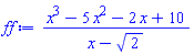 (x^3-5*x^2-2*x+10)/(x-2^(1/2))