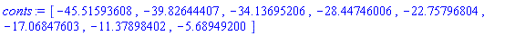 [-45.51593608, -39.82644407, -34.13695206, -28.44746006, -22.75796804, -17.06847603, -11.37898402, -5.68949200]