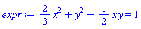 (2/3)*x^2+y^2-(1/2)*x*y = 1