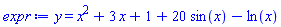 y = x^2+3*x+1+20*sin(x)-ln(x)