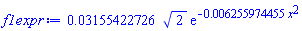 0.3155422726e-1*2^(1/2)*exp(-0.6255974455e-2*x^2)