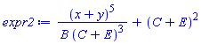 (x+y)^5/(B*(C+E)^3)+(C+E)^2