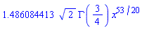 1.486084413*2^(1/2)*GAMMA(3/4)*x^(53/20)