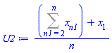 (Sum(x[n1], n1 = 2 .. n)+x[1])/n