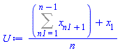 (Sum(x[n1+1], n1 = 1 .. n-1)+x[1])/n