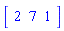 Vector[row](3, {(1) = 2, (2) = 7, (3) = 1})