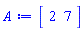 Vector[row](2, {(1) = 2, (2) = 7})