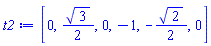 [0, (1/2)*3^(1/2), 0, -1, -(1/2)*2^(1/2), 0]