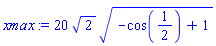 20*2^(1/2)*(-cos(1/2)+1)^(1/2)