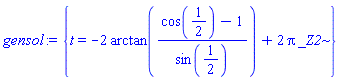 {t = -2*arctan((cos(1/2)-1)/sin(1/2))+2*Pi*_Z2}