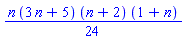 (1/24)*n*(3*n+5)*(n+2)*(1+n)