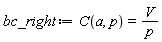 bc_right := C(a, p) = V/p