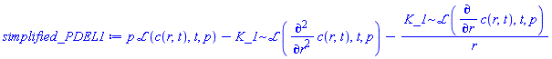 p*laplace(c(r, t), t, p)-K_1*laplace(diff(diff(c(r, t), r), r), t, p)-K_1*laplace(diff(c(r, t), r), t, p)/r