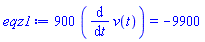 900*(diff(v(t), t)) = -9900
