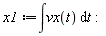 x1 := int(vx(t), t)