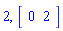 2, Vector[row](2, {(1) = 0, (2) = 2})