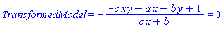 -(-c*x*y+a*x-b*y+1)/(c*x+b) = 0