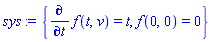 {diff(f(t, v), t) = t, f(0, 0) = 0}